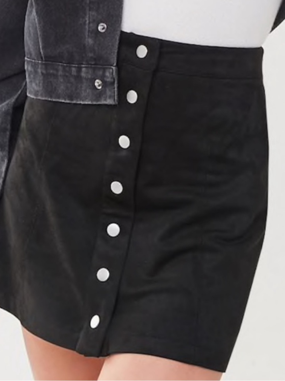 Forever 21 Faux Suede Button Skirt Mini Contemporary